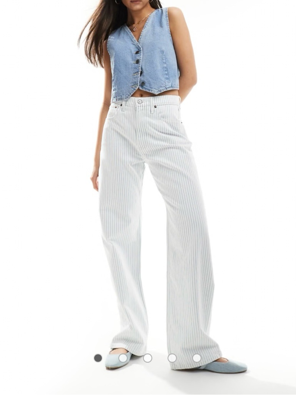 Abercrombie & Fitch The Loose High Rise Jeans Blue Stripe Size 24 Long New